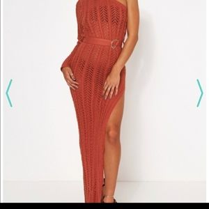 One shoulder see through dress Swim Cover-Up (M)